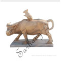 Marble Carving Animal Mother and Chid Cattle Sculpture